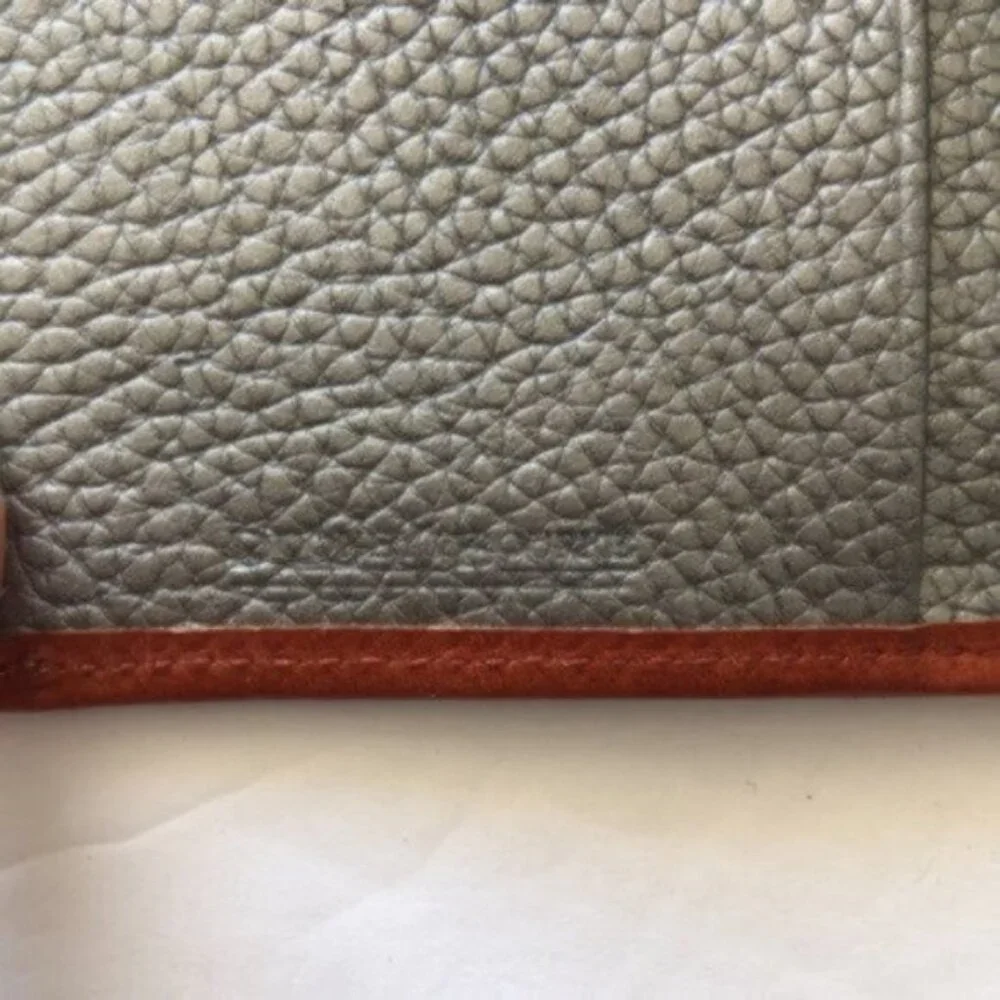 Dooney & Bourke Wallet Pebble Grain Continental Clutch Silver /Brown Trim